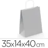 Sac kraft 100g/m2 poignees torsadees 35x14x40cm paquet 50 unites coloris argent