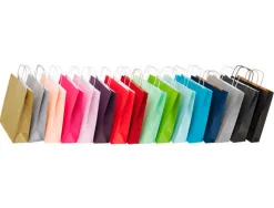 Sac kraft 100g/m2 poignees torsadees 35x14x40cm paquet 50 unites coloris argent