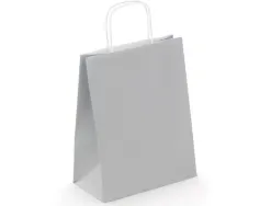 Sac kraft 100g/m2 poignees torsadees 35x14x40cm paquet 50 unites coloris argent