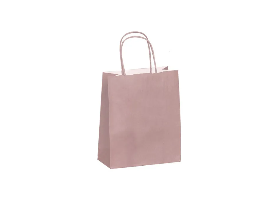 Sac kraft 90g/m2 poignees torsadees 180x80x220mm coloris rose poudre