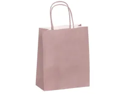 Sac kraft 90g/m2 poignees torsadees 350x140x400mm coloris rose poudre