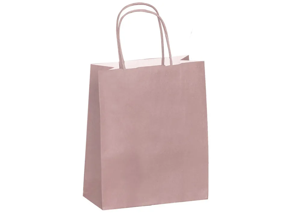 Sac kraft 90g/m2 poignees torsadees 350x140x400mm coloris rose poudre