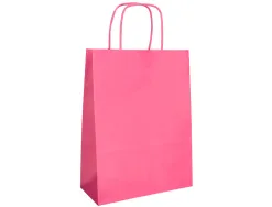 Sac papier q-connect cellulose xs anse torsadee 180x240x80mm coloris rose