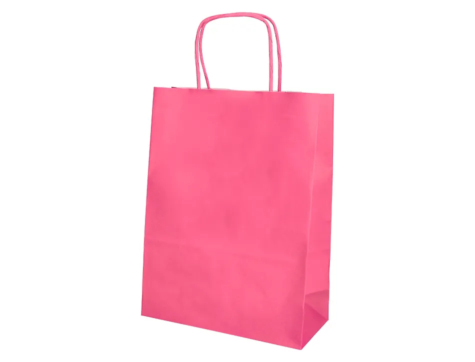Sac papier q-connect cellulose xs anse torsadee 180x240x80mm coloris rose