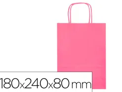 Sac papier q-connect cellulose xs anse torsadee 180x240x80mm coloris rose