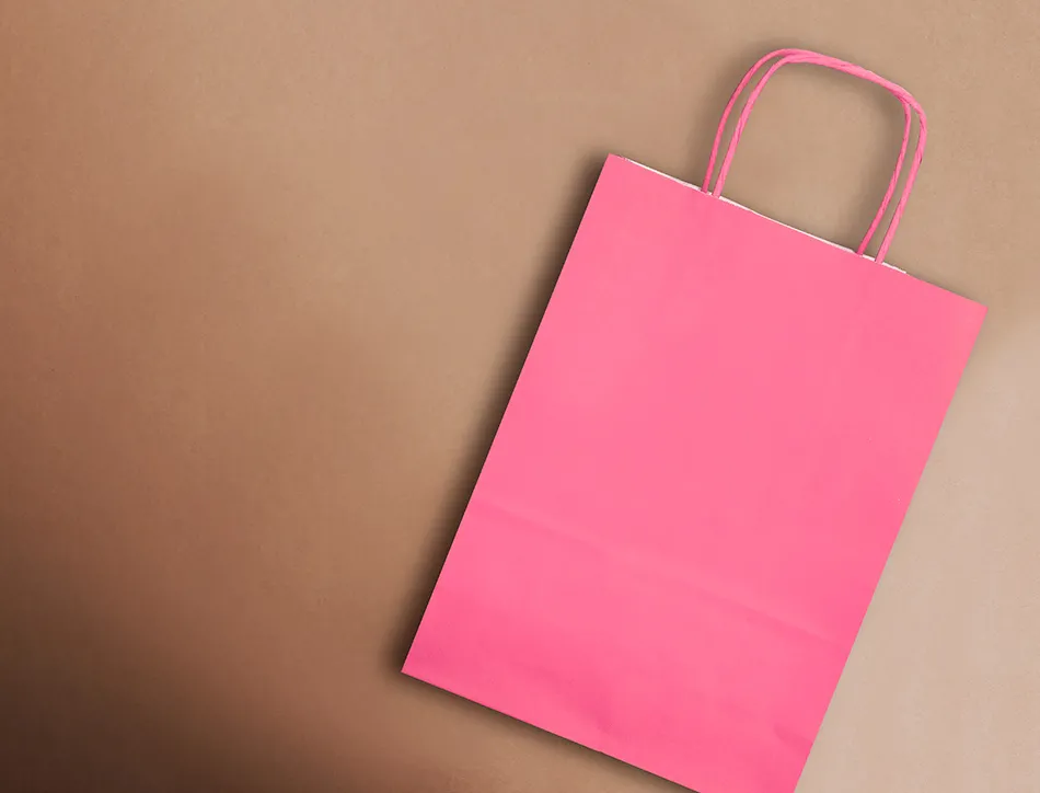 Sac papier q-connect cellulose xs anse torsadee 180x240x80mm coloris rose