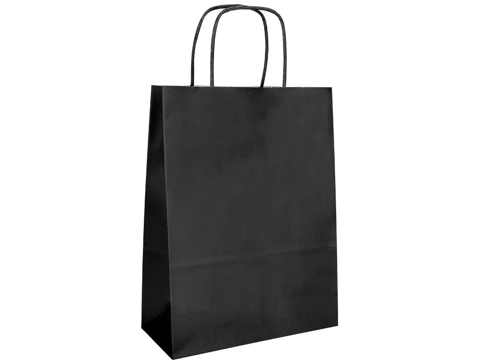 Sac papier q-connect cellulose m anse torsadee 270x370x12mm coloris noir
