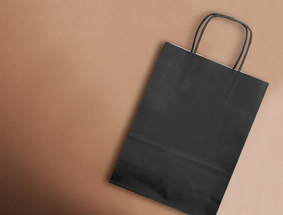 Sac papier q-connect cellulose m anse torsadee 270x370x12mm coloris noir