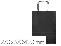 Sac papier q-connect cellulose m anse torsadee 270x370x12mm coloris noir