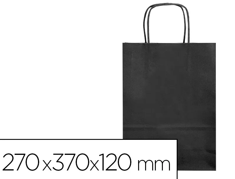 Sac papier q-connect cellulose m anse torsadee 270x370x12mm coloris noir