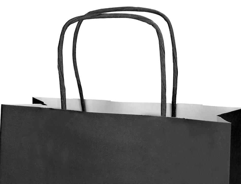 Sac papier q-connect cellulose xs anse torsadee 180x240x80mm coloris noir