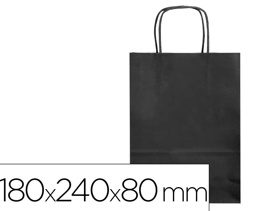 Sac papier q-connect cellulose xs anse torsadee 180x240x80mm coloris noir