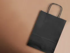 Sac papier q-connect cellulose xs anse torsadee 180x240x80mm coloris noir