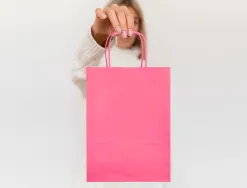 Sac papier q-connect cellulose m anse torsadee 270x370x12mm coloris rose