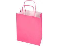 Sac papier q-connect cellulose m anse torsadee 270x370x12mm coloris rose