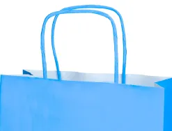 Sac papier q-connect cellulose xs anse torsadee 180x240x80mm coloris bleu ciel