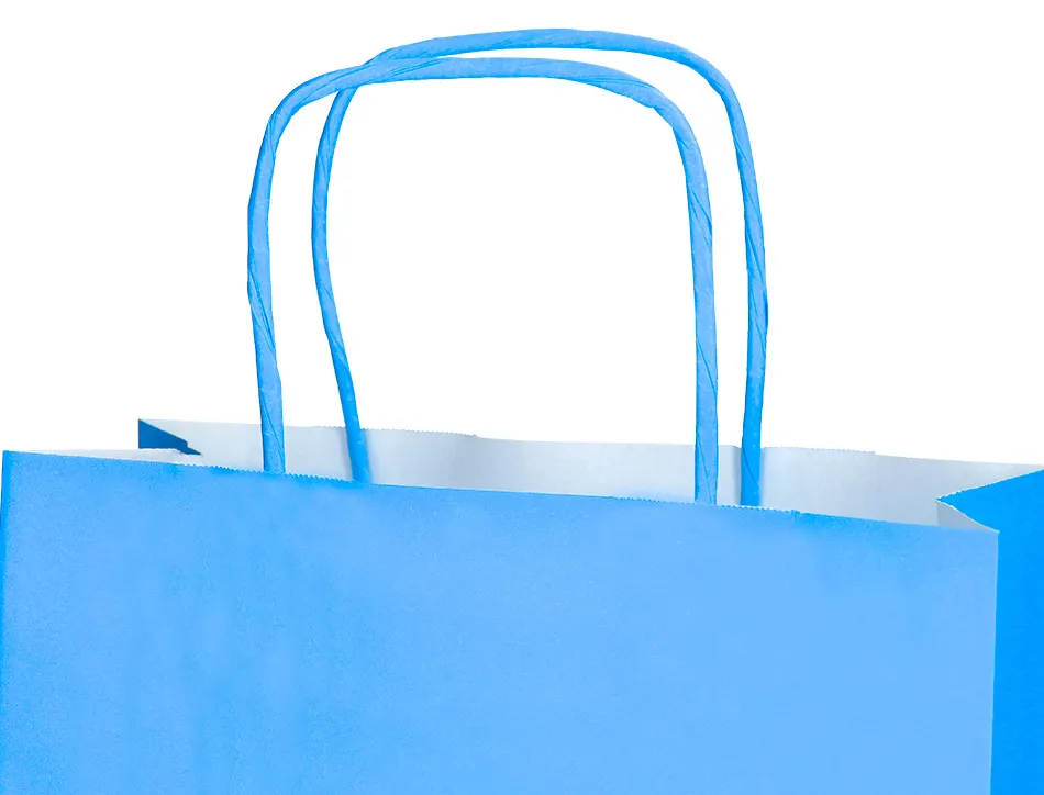 Sac papier q-connect cellulose xs anse torsadee 180x240x80mm coloris bleu ciel
