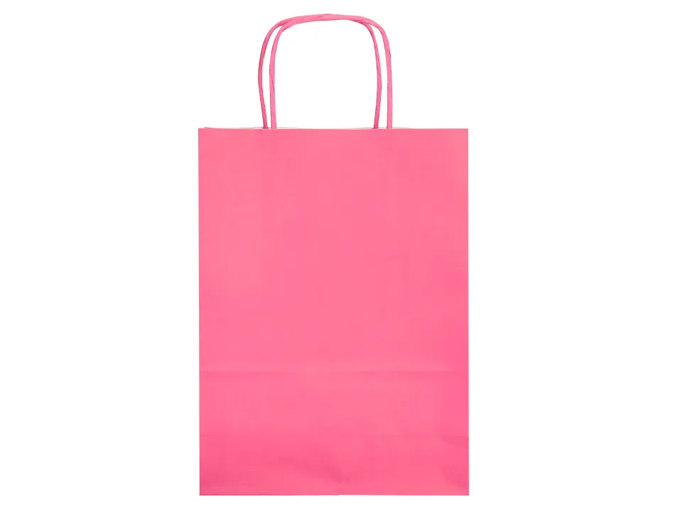 Sac papier q-connect cellulose l anse torsadee 320x400x14mm coloris rose
