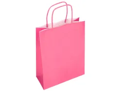 Sac papier q-connect cellulose l anse torsadee 320x400x14mm coloris rose