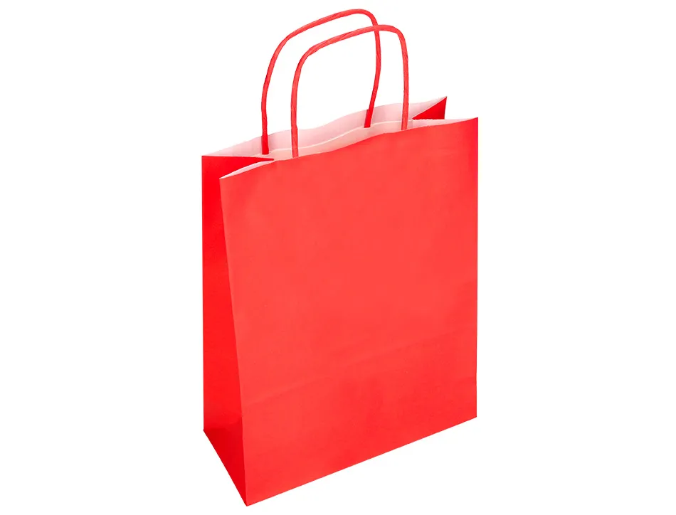 Sac papier q-connect cellulose m anse torsadee 270x370x12mm coloris rouge