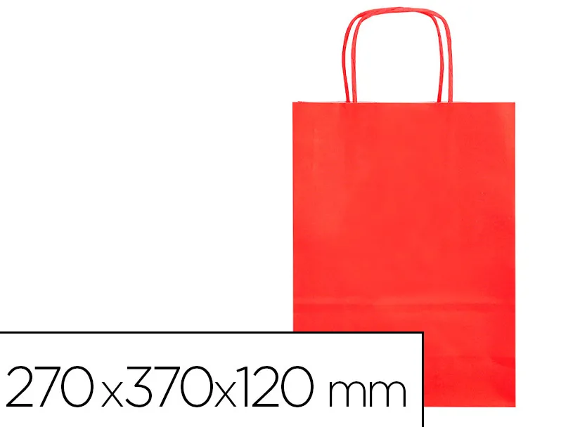Sac papier q-connect cellulose m anse torsadee 270x370x12mm coloris rouge