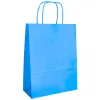 Sac papier q-connect cellulose m anse torsadee 270x370x12mm coloris bleu ciel
