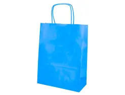Sac papier q-connect cellulose m anse torsadee 270x370x12mm coloris bleu ciel