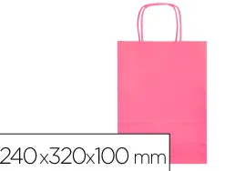 Sac papier q-connect cellulose s anse torsadee 240x320x10mm coloris rose