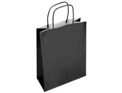 Sac papier q-connect cellulose l anse torsadee 320x400x14mm coloris noir