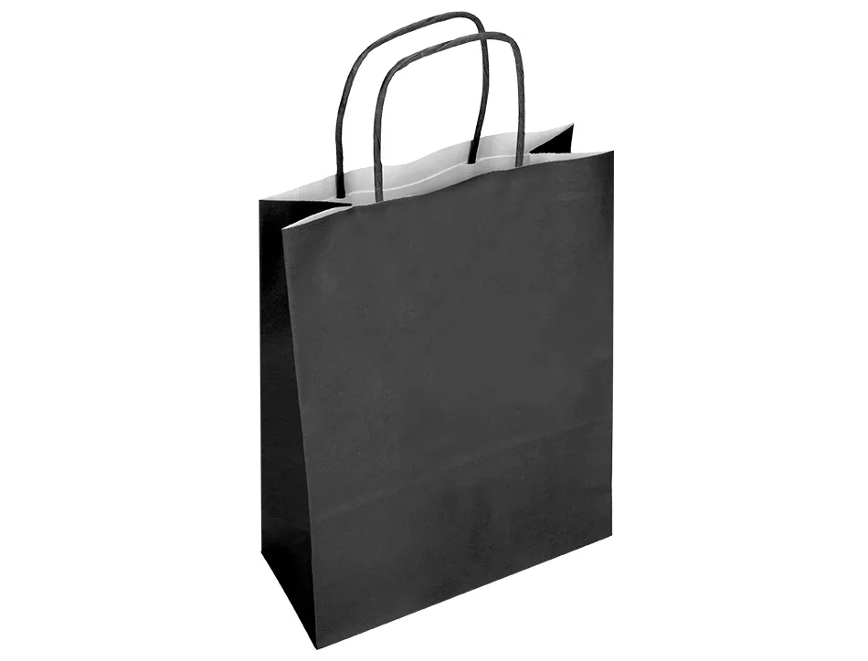 Sac papier q-connect cellulose l anse torsadee 320x400x14mm coloris noir