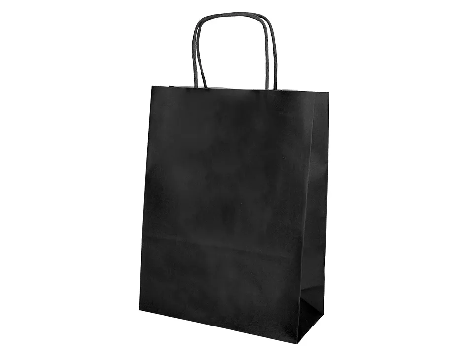 Sac papier q-connect cellulose l anse torsadee 320x400x14mm coloris noir