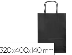 Sac papier q-connect cellulose l anse torsadee 320x400x14mm coloris noir