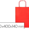 Sac papier q-connect cellulose l anse torsadee 320x400x14mm coloris rouge