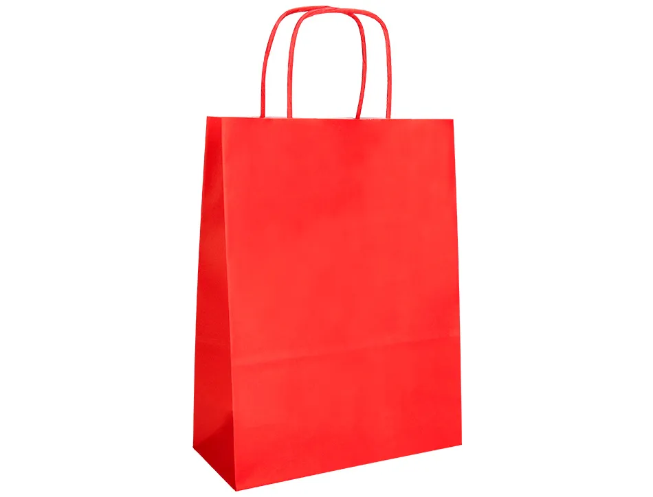 Sac papier q-connect cellulose l anse torsadee 320x400x14mm coloris rouge