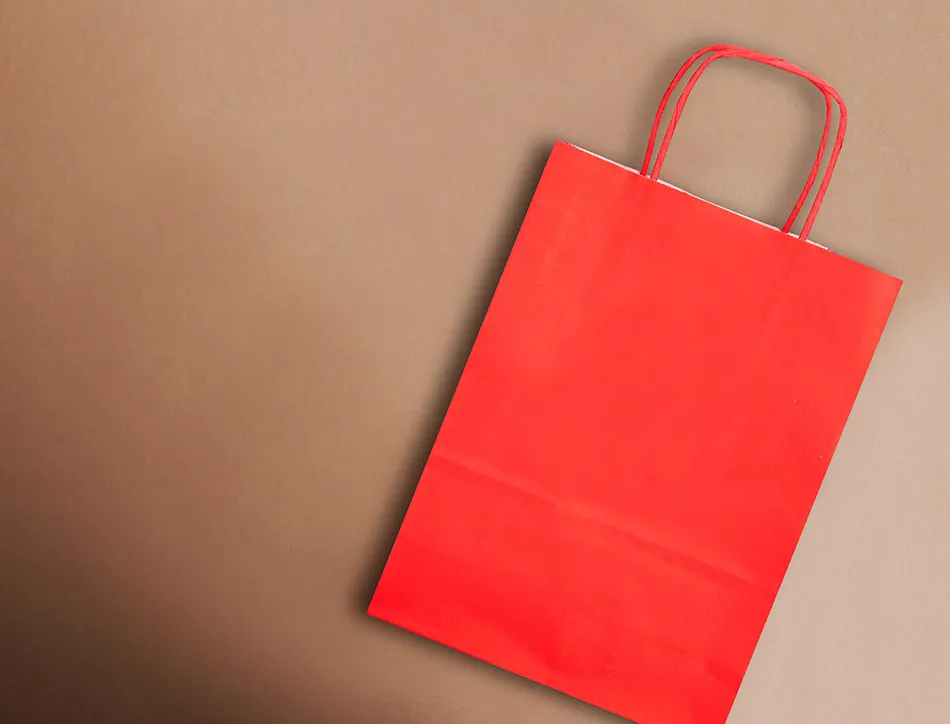 Sac papier q-connect cellulose l anse torsadee 320x400x14mm coloris rouge