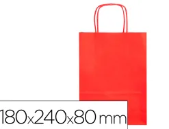 Sac papier q-connect cellulose xs anse torsadee 180x240x80mm coloris rouge
