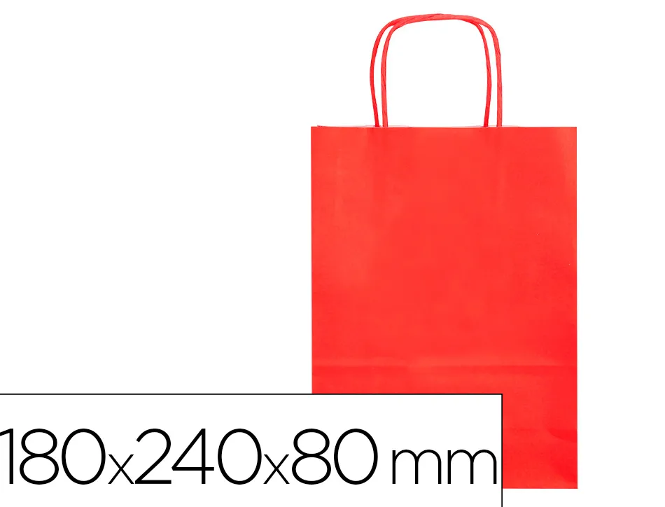 Sac papier q-connect cellulose xs anse torsadee 180x240x80mm coloris rouge