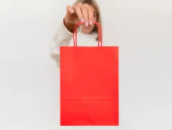 Sac papier q-connect cellulose xs anse torsadee 180x240x80mm coloris rouge