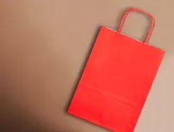 Sac papier q-connect cellulose xs anse torsadee 180x240x80mm coloris rouge