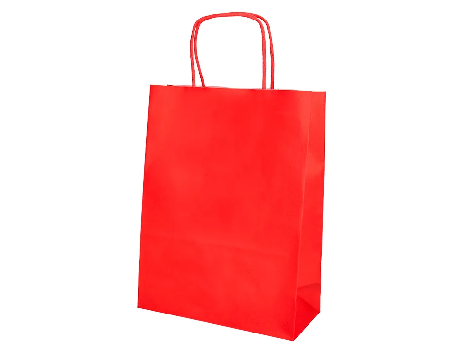 Sac papier q-connect cellulose xs anse torsadee 180x240x80mm coloris rouge