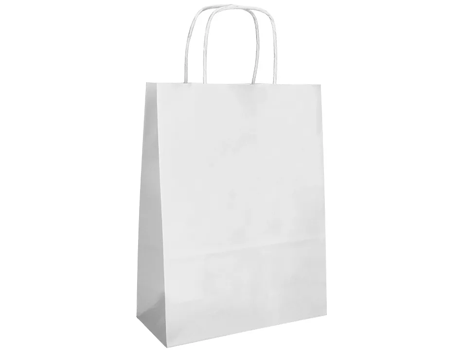Sac papier q-connect cellulose xs anse torsadee 180x240x80mm coloris blanc