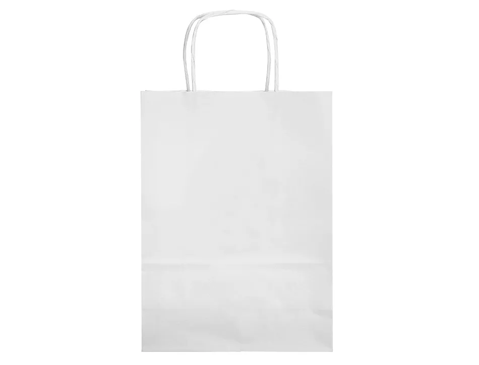 Sac papier q-connect cellulose xs anse torsadee 180x240x80mm coloris blanc
