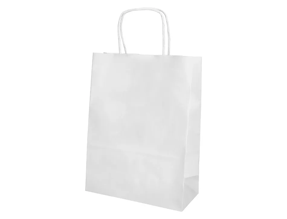 Sac papier q-connect cellulose xs anse torsadee 180x240x80mm coloris blanc