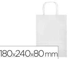 Sac papier q-connect cellulose xs anse torsadee 180x240x80mm coloris blanc