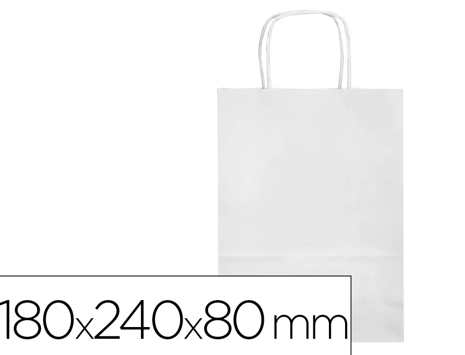 Sac papier q-connect cellulose xs anse torsadee 180x240x80mm coloris blanc