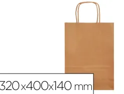Sac papier q-connect cellulose naturel l anse torsadee 320x400x14mm