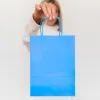 Sac papier q-connect cellulose l anse torsadee 320x400x14mm coloris bleu ciel