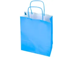 Sac papier q-connect cellulose l anse torsadee 320x400x14mm coloris bleu ciel
