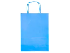 Sac papier q-connect cellulose l anse torsadee 320x400x14mm coloris bleu ciel