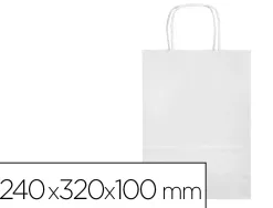 Sac papier q-connect cellulose s anse torsadee 240x320x10mm coloris blanc
